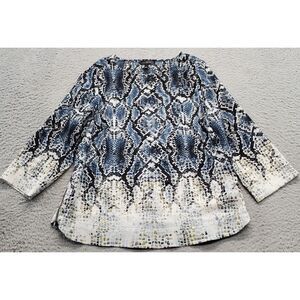 The Limited Blouse Top Women's S Multi Snake Print Polyester Round Neck Side Zip